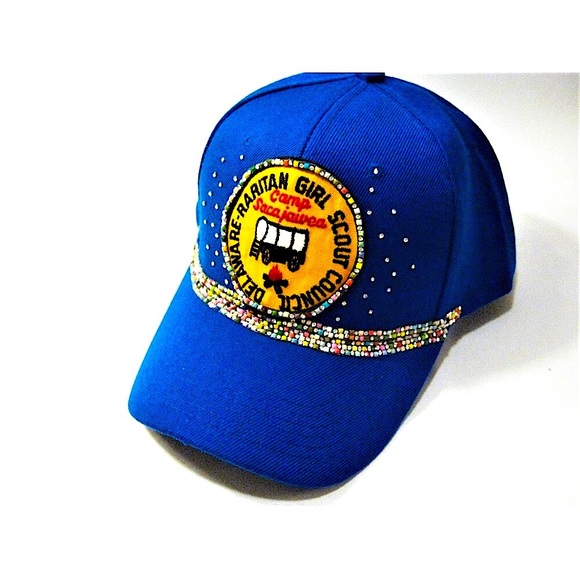 Handmade vintage Blinged out Camp Sacajawea Girl  Scout baseball Cap Hat - Picture 5 of 11
